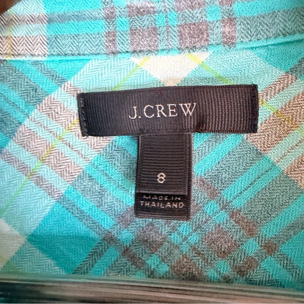 J CREW Women’s Size 8 Shirt Top Blouse Plaid Button Down Cotton Stretch